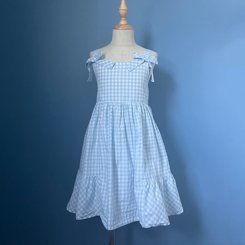 Tahari Light Blue Gingham Kids Dress